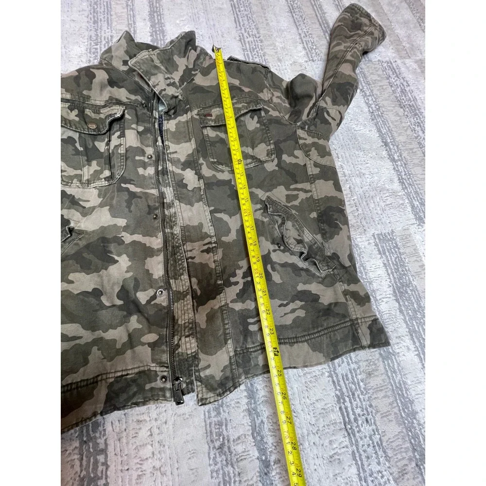Levis Mens Camo Sherpa Lined Trucker Jacket BROKEN ZIPPER Workwear Military (L) - Picture 13 of 15